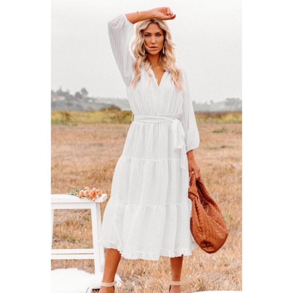 Moon River Textured Tiered Dress